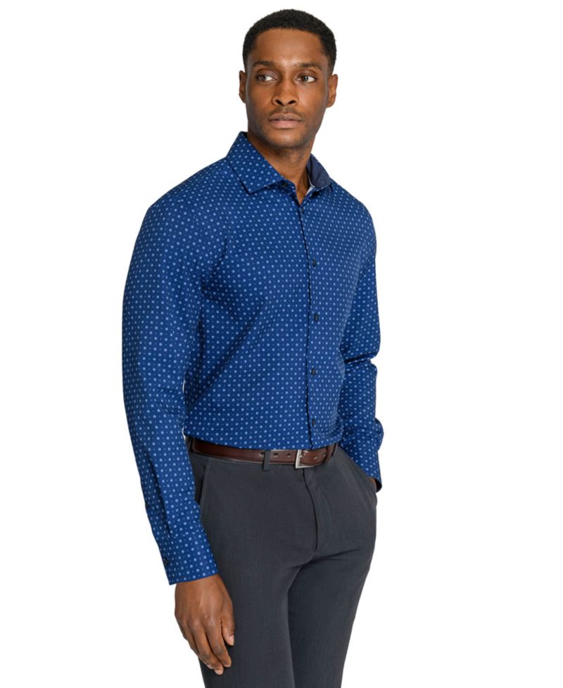 Men's Slim-Fit 4-Way Stretch Floral-Print Dress Shirt
