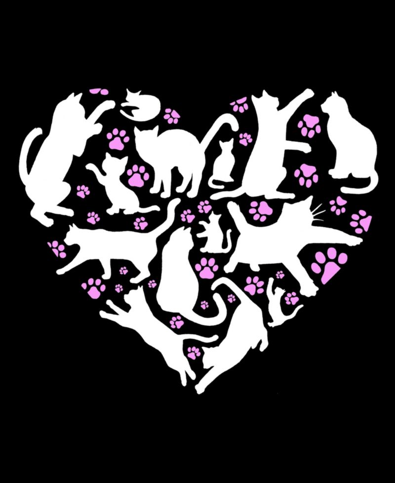 Men's Cat Heart Word Art Graphic Tank Top