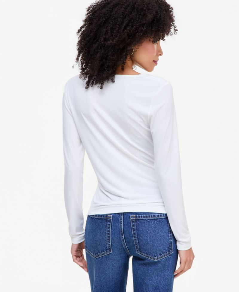 Women's Asymmetrical-Neck Long-Sleeve Top