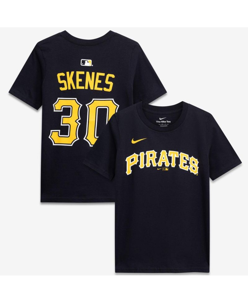 Big Boys and Girls Paul Skenes Black Pittsburgh Pirates Name & Number T-Shirt