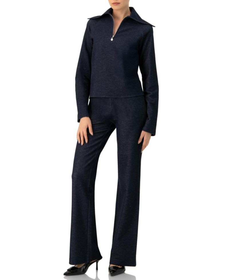 Women's Ribbed Wide-Leg Pants