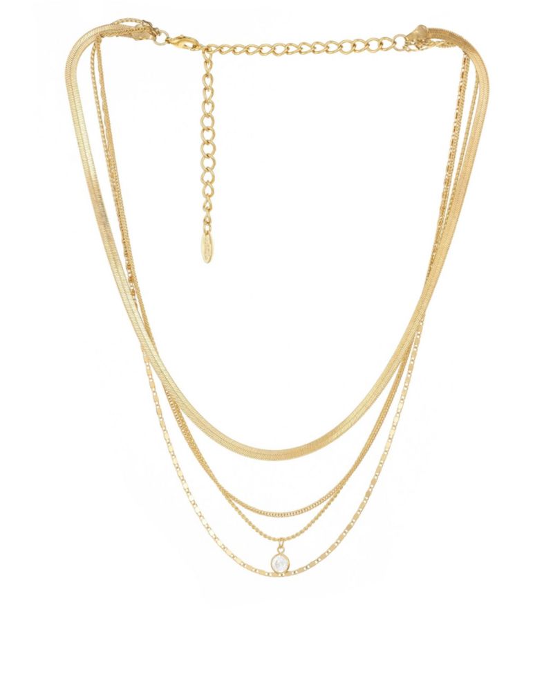 Multi-Chain Layered Gold Plated Necklace