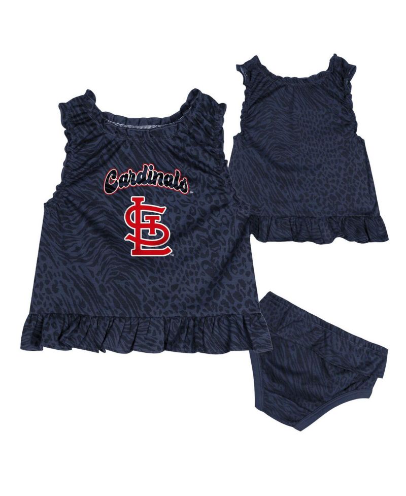 Baby Boys and Girls Navy St. Louis Cardinals Playground Dress Bloomers Set