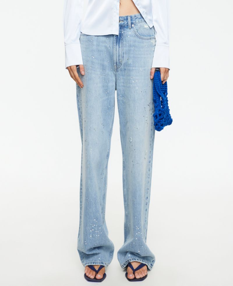 Women's Diamante Straight Cotton Jeans