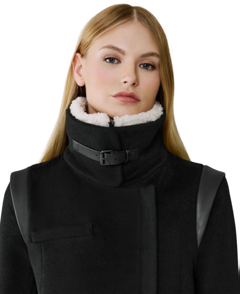 Women's Kiana Wool-Blend Notched-Collar Zipper Coat