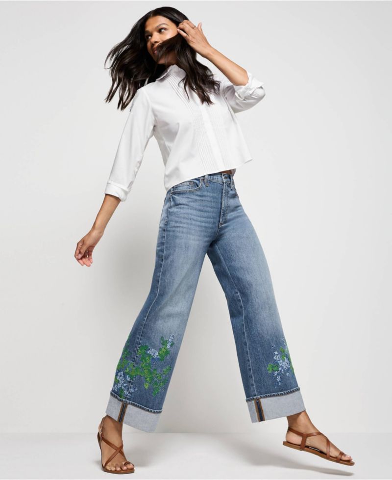 Women's Recover High-Rise Wide-Leg Embroidered Jeans