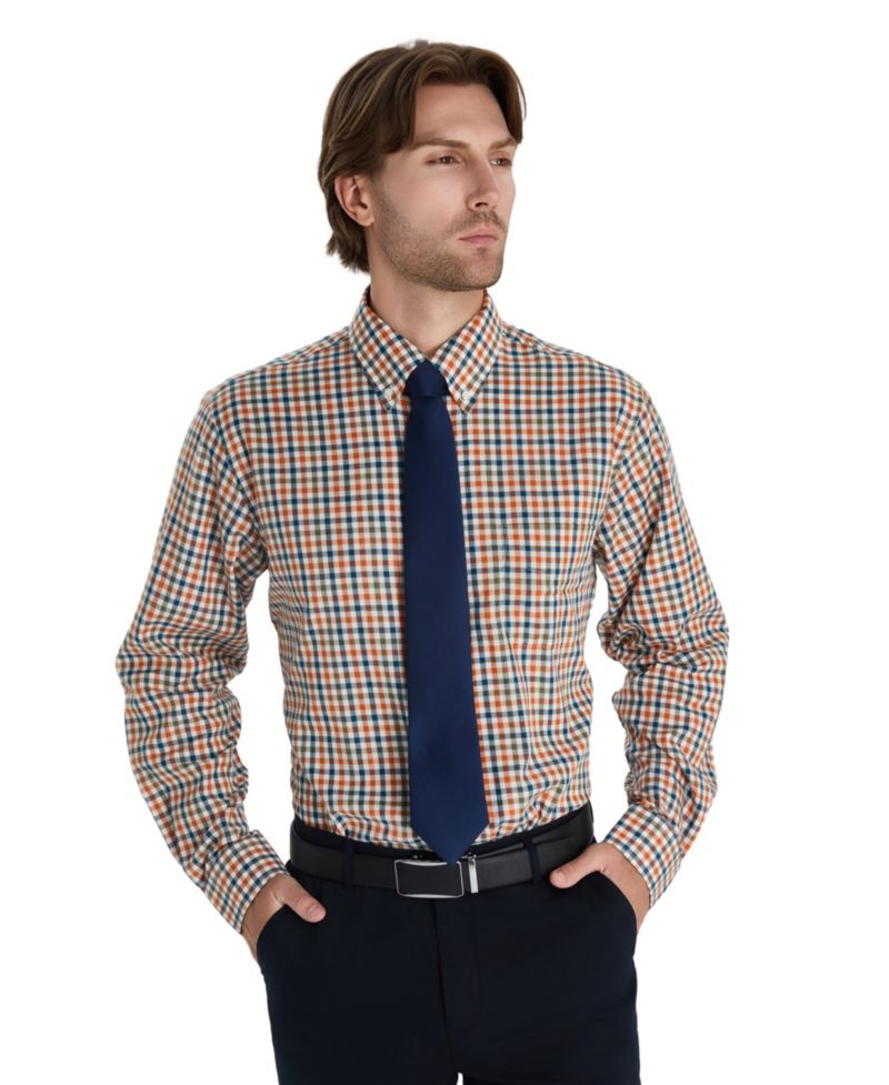 Men's Fashion Plaid Pattern Poplin Shirt
