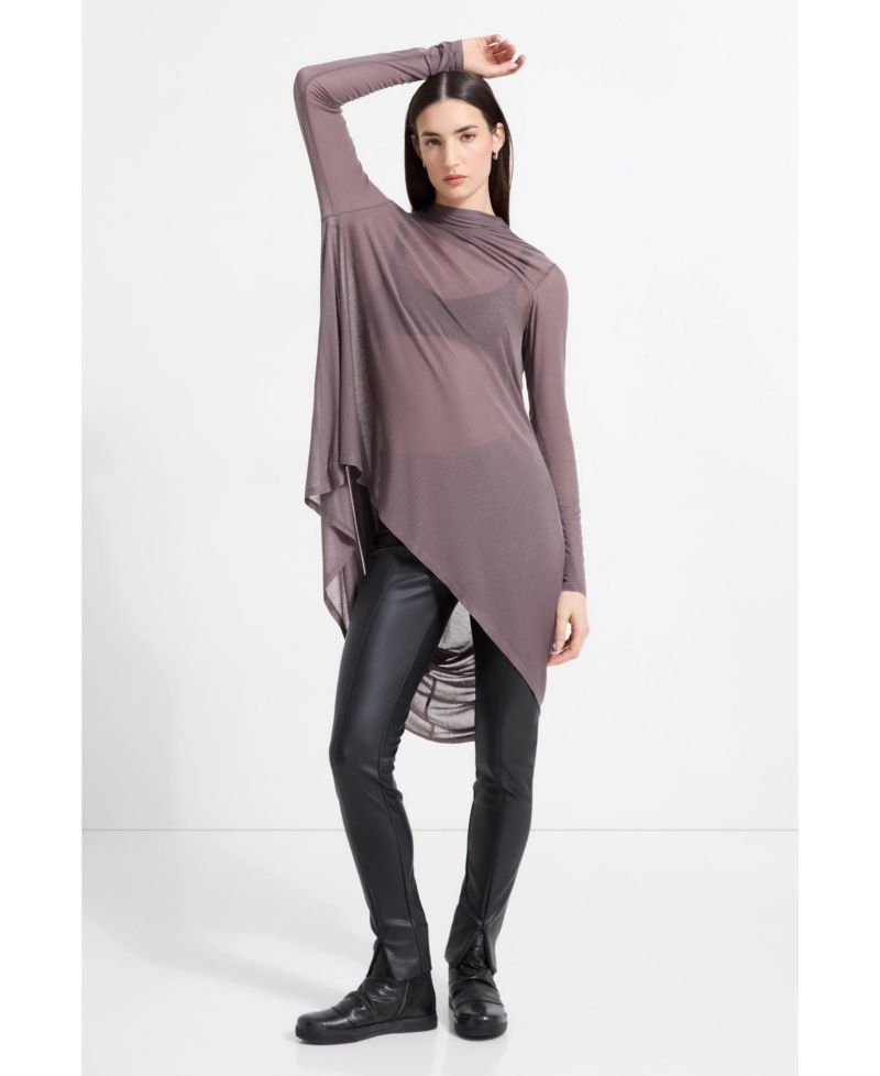 Women's Iris High-Neck Asymmetric Sheer Jersey Tunic
