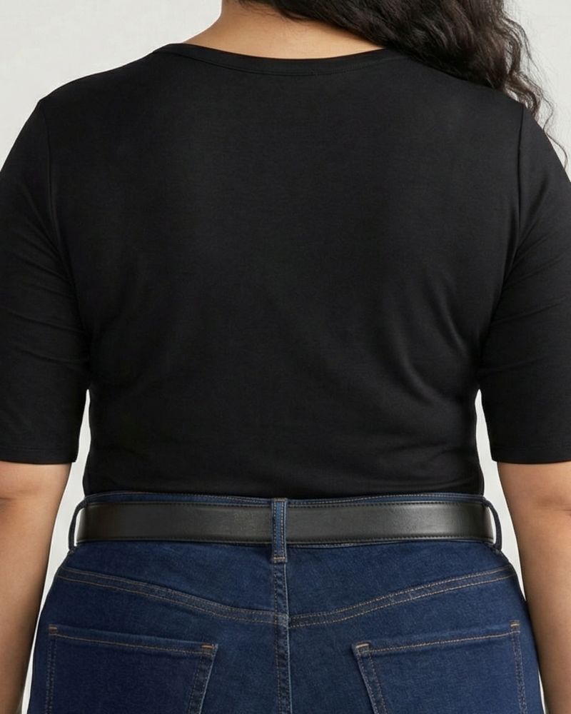 Plus Size Liquid Jersey V-Neck Stovepipe Tee