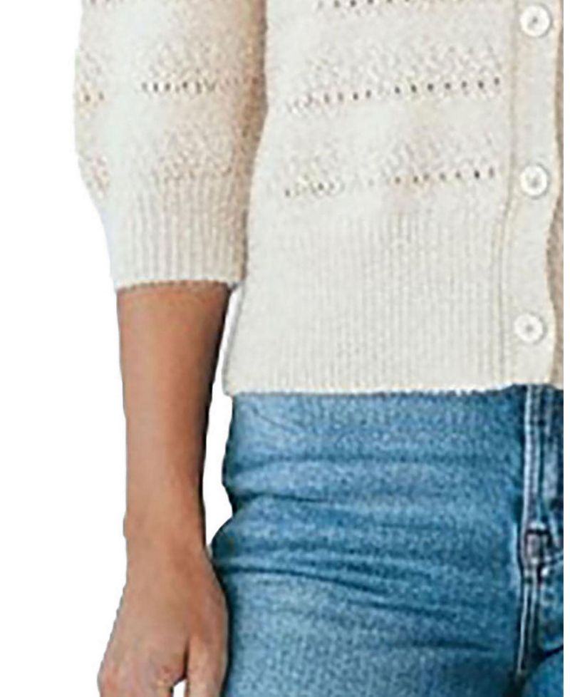 Women's Organic Puff-Sleeve Button-Front Sweater