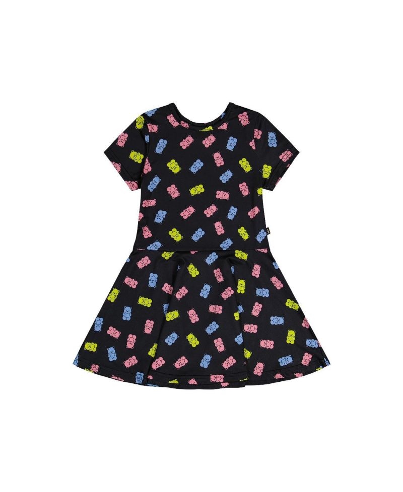 Little and Big Girl Short Sleeve Dress(6-12)Printed Gummy Bears
