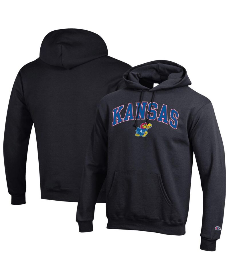 Men's Black Kansas Jayhawks Arch Over Logo Pullover Hoodie