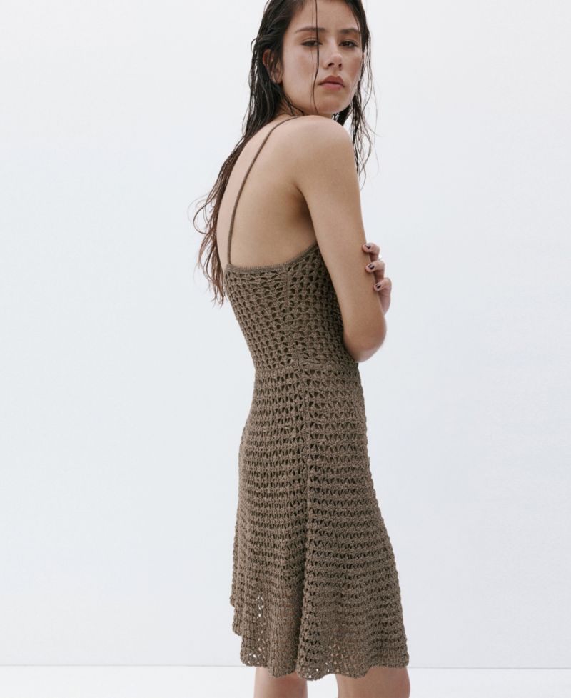Women's Lurex Detail Crocheted Dress