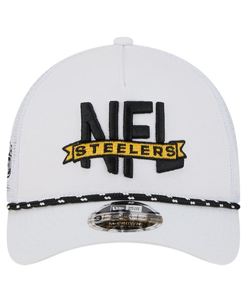 Men's White Pittsburgh Steelers NFL 9FORTY A-Frame M-Crown Adjustable Trucker Hat