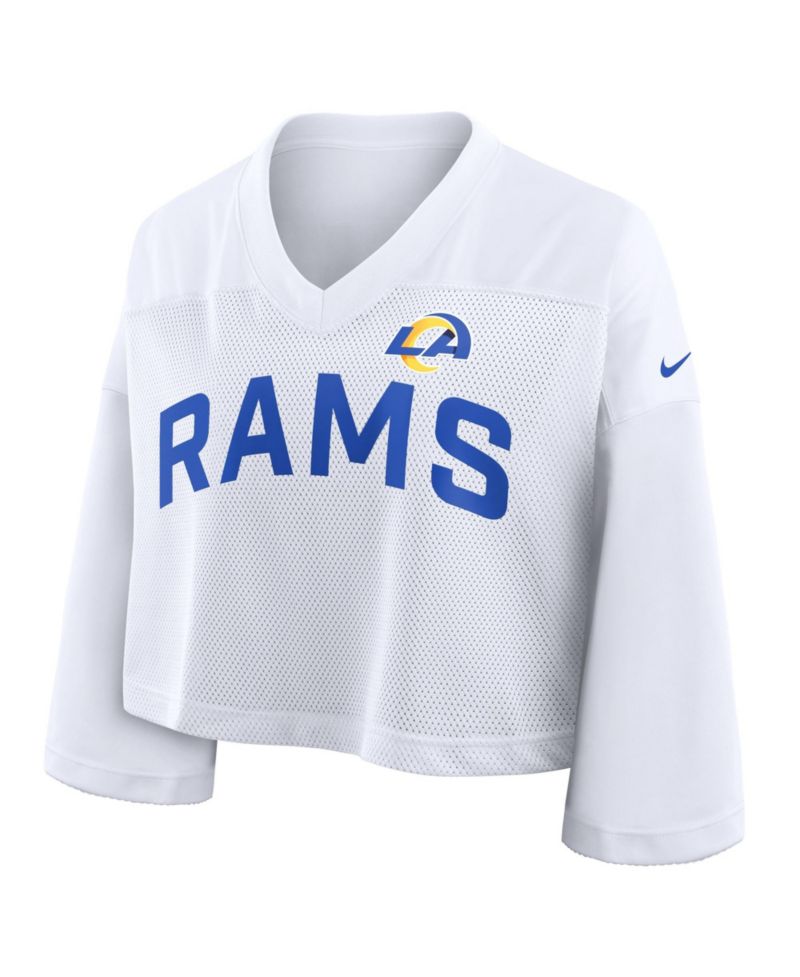 Women's White Los Angeles Rams Wide Receiver Cropped Mesh Dri-FIT Fashion Jersey
