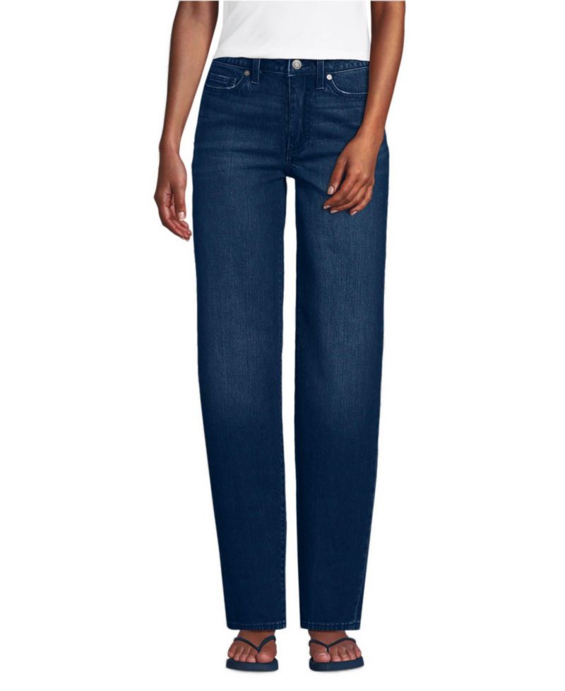 Women's Soft Denim Mid Rise Relaxed Straight Leg Jeans