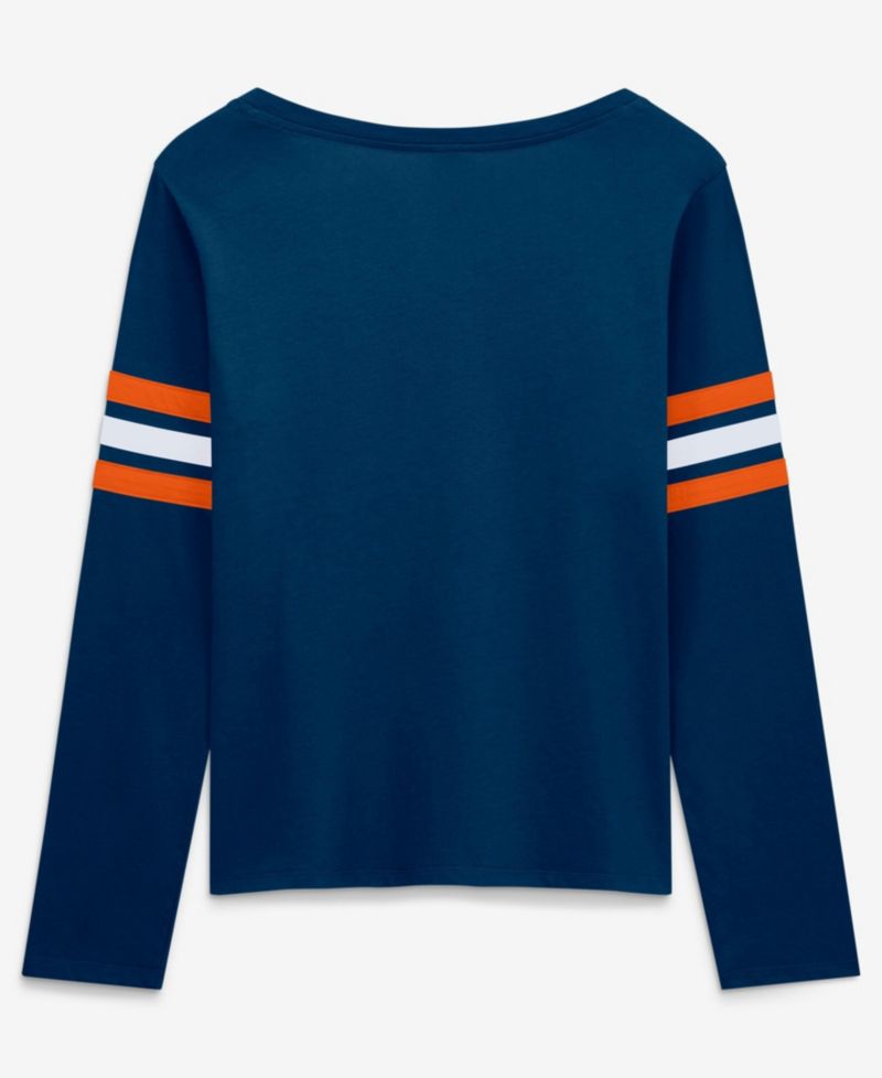 Women's Navy Chicago Bears Team First Coverage Scheme Lace-Up Long Sleeve T-Shirt