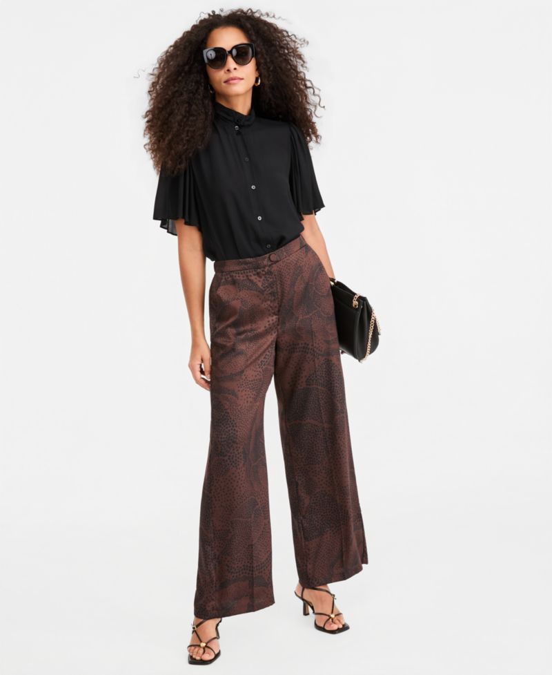 Women's Emmunigeno Printed Straight-Fit Wide-Leg Pants