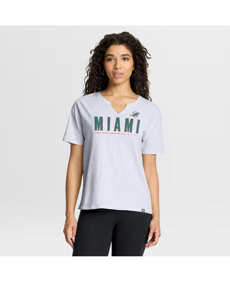 Women's White Miami Dolphins Redzone Slub Boxy T-Shirt