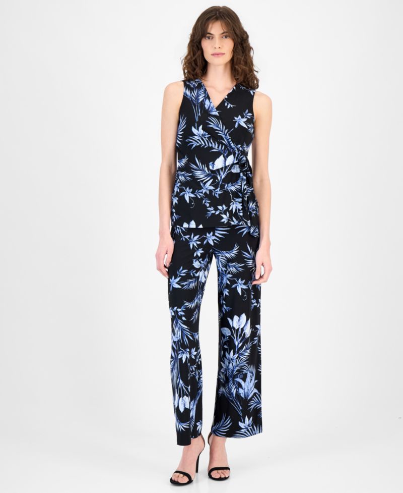 Women's Sleeveless Printed Wrap Top