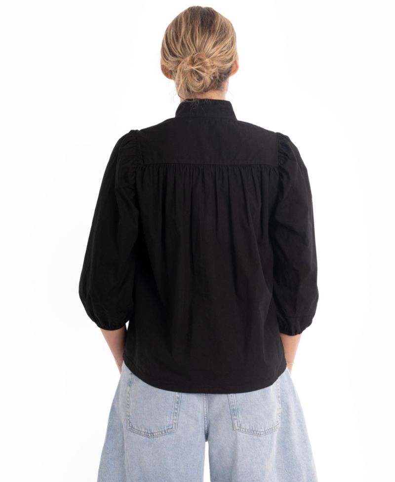 Women's Cotton Tie Neck 3/4 Sleeve Top
