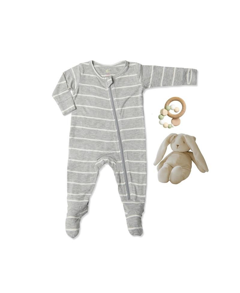 Baby Boys Grey by Everly Grey Long Sleeve Jersey Footie