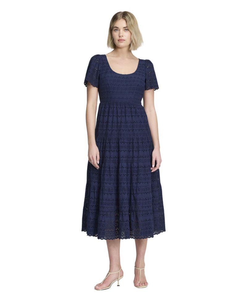 Women's Jemma Tiered Scoop Neck Short-Sleeve Midi Dress