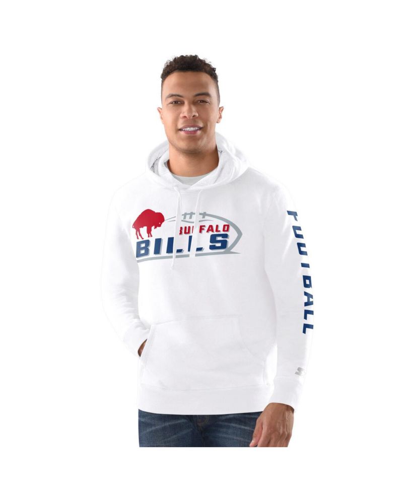 Men's White Buffalo Bills Pullover Hoodie