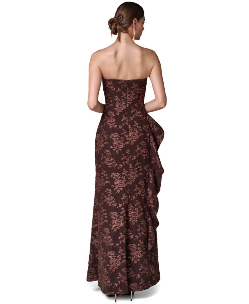 Women's Strapless Floral-Jacquard Gown