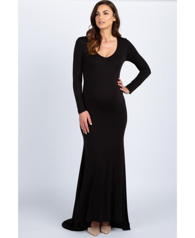 Women's Black Long Sleeve Photoshoot Gown/Dress