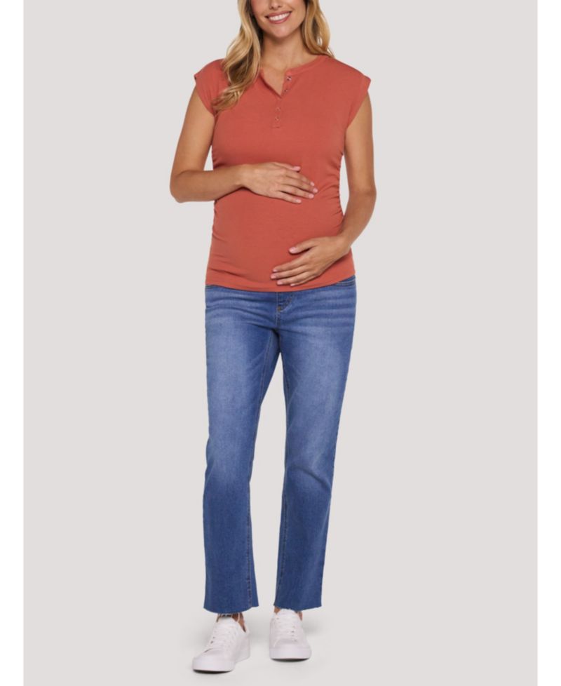 Women's Motherhood Ruched Henley Muscle Tee