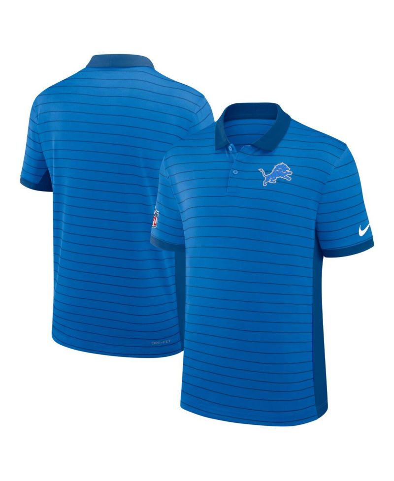 Men's Blue Detroit Lions Sideline Victory Stripe Performance Polo Shirt
