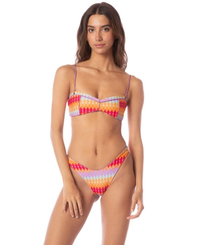 Women's Classic Bralette Reversible Geometric-Print Bikini Top