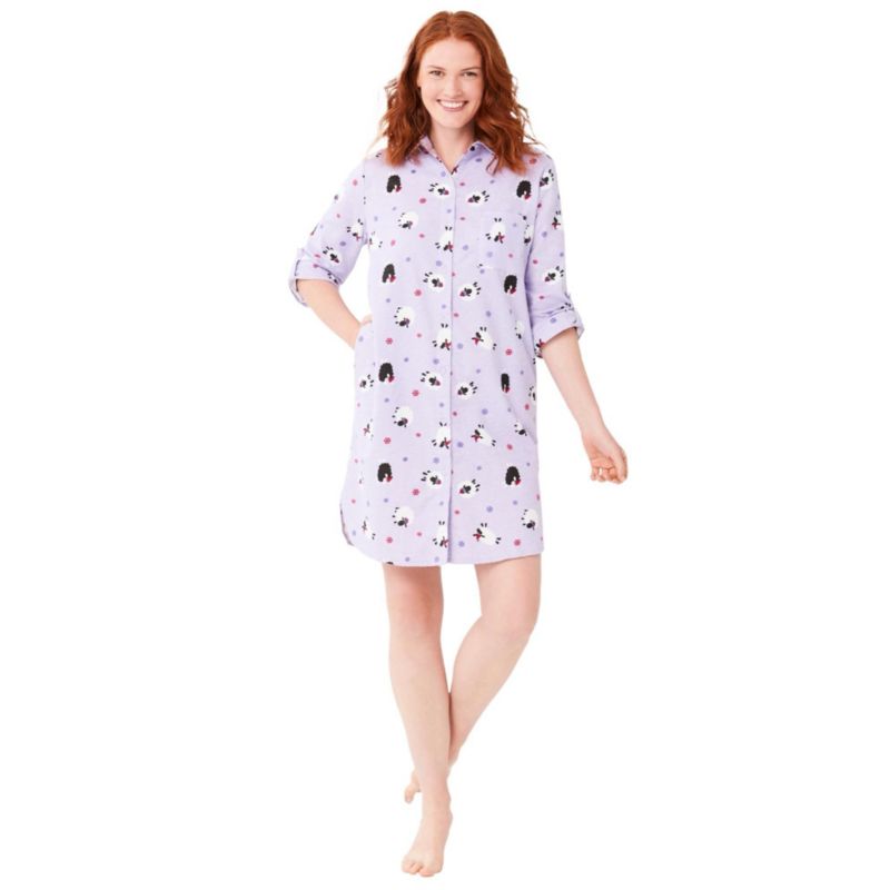 Women's Dreams and Co. Plaid Flannel Button-Front Sleepshirt