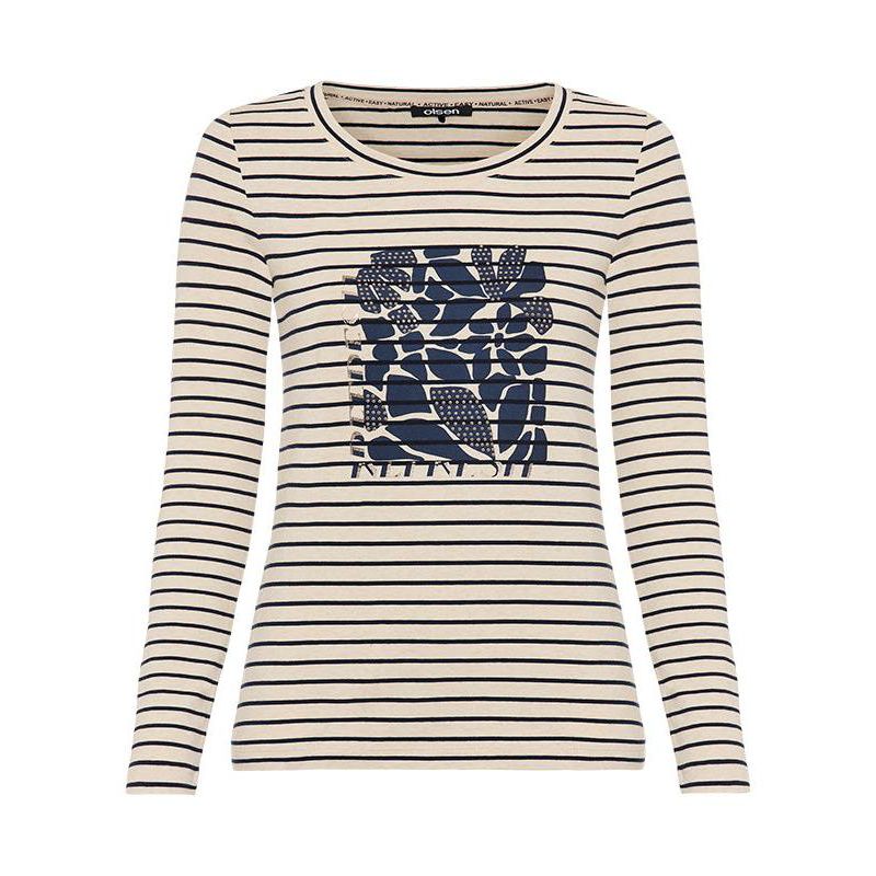 Women's Stripe & Placement Print T-Shirt