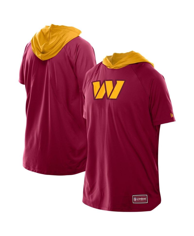 Men's Scarlet Washington Commanders Combine Authentic Hooded Raglan Short-Sleeve T-Shirt