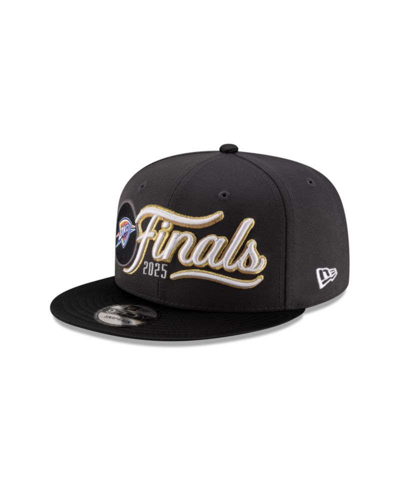 Men's Charcoal/Black Oklahoma City Thunder 2025 NBA Western Conference Champions Locker Room 9FIFTY Snapback Hat