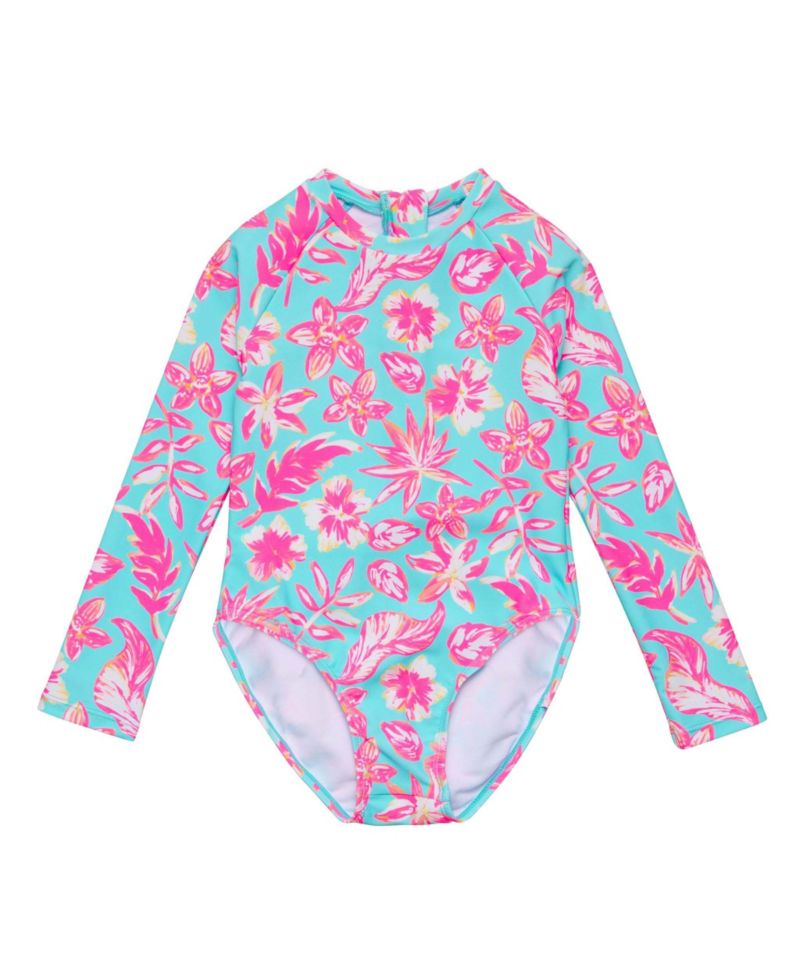 Big Girls Tropical Glow Recycled LS Surf Suit