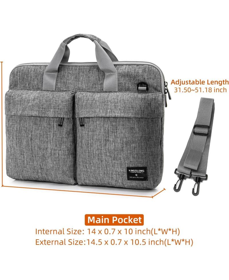 14 inch Laptop Bag with Shoulder Strap, Messenger Bag,Slim Computer Carrying Case Notebook Handbag for Men Women Fit for Acer Asus Lenovo HP Toshiba, Gray