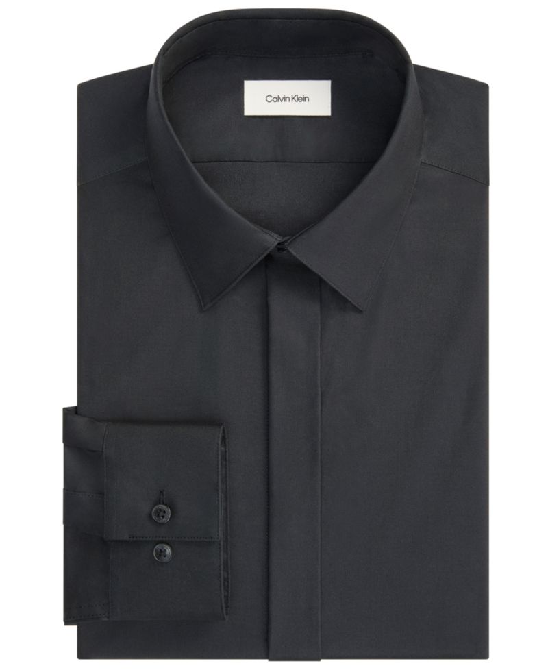 Men's Tailored Occasion Slim-Fit Point-Collar Cotton-Blend Dress Shirt