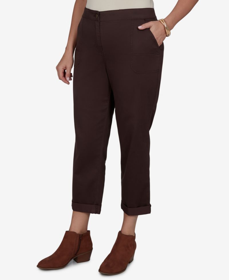 Plus Size Enzyme Wash Straight Cropped Pants
