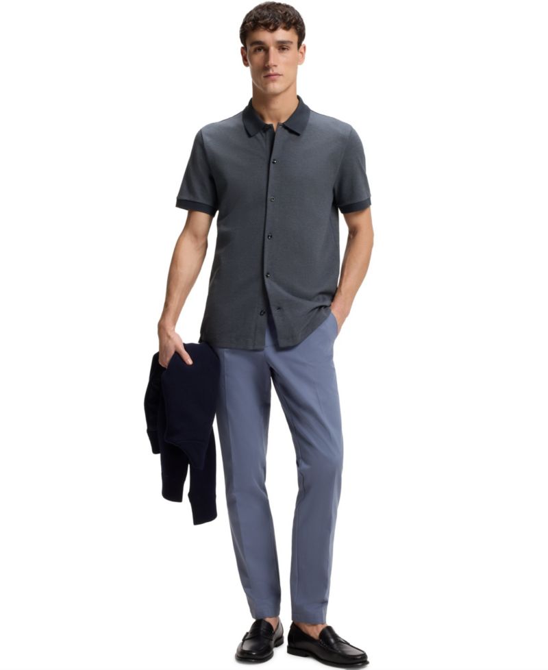 Men's Bubble-Structure Cotton Regular-Fit Shirt