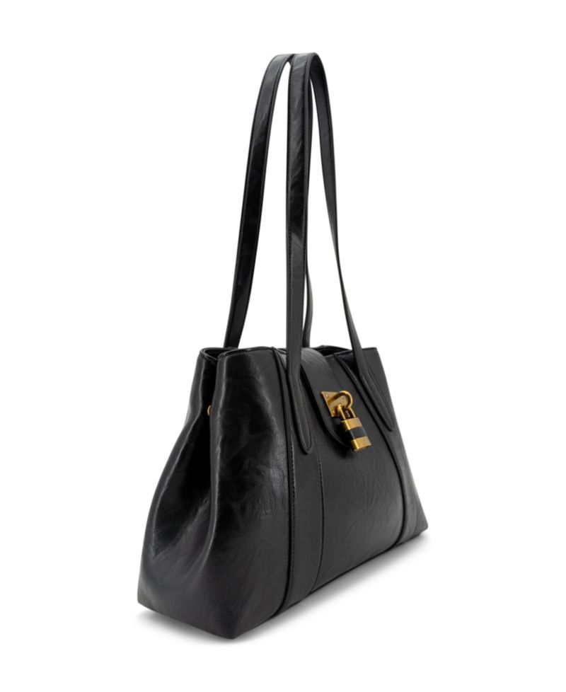 Fiora Signature Lock Medium Satchel Handbag