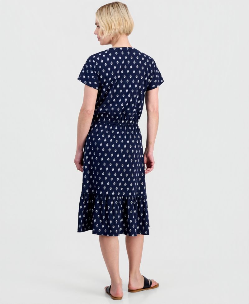 Petite Flared Knit V-Neck Dress