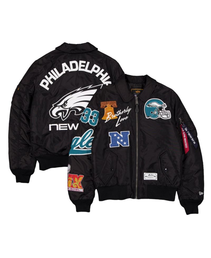 Men's Black Philadelphia Eagles MA-1 Full-Zip Bomber Jacket