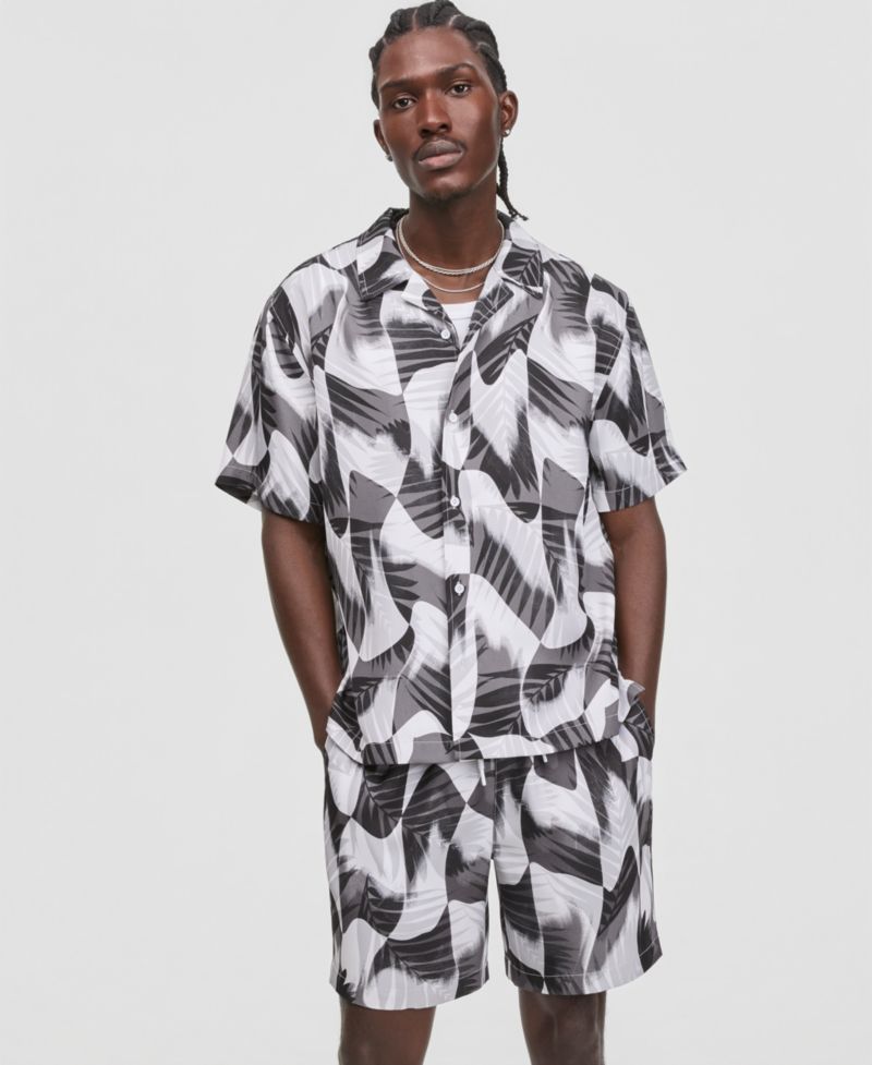 Men's Groove Palm Relaxed-Fit Camp Shirt