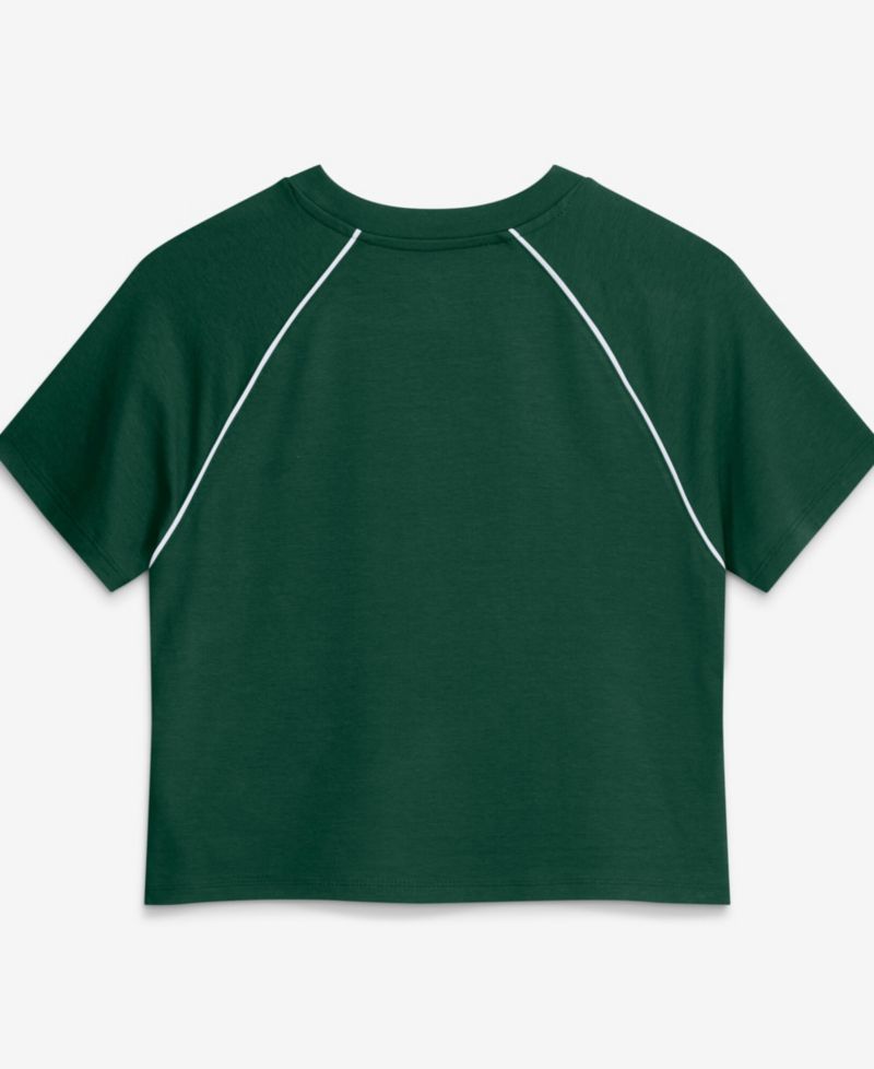 Women's Green Green Bay Packers Offensive Scheme Raglan Tri-Blend Cropped Top