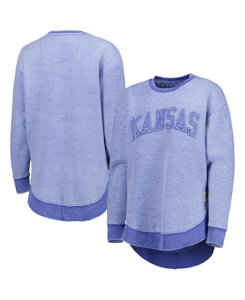 Women's Royal Kansas Jayhawks Ponchoville Pullover Sweatshirt