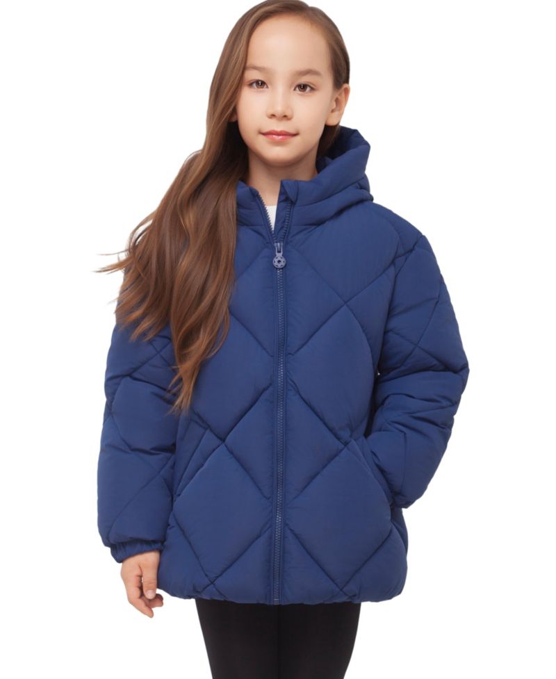 Girls' Charlotte Diamond Quilted Hooded Puffer Jacket, Size 4-18