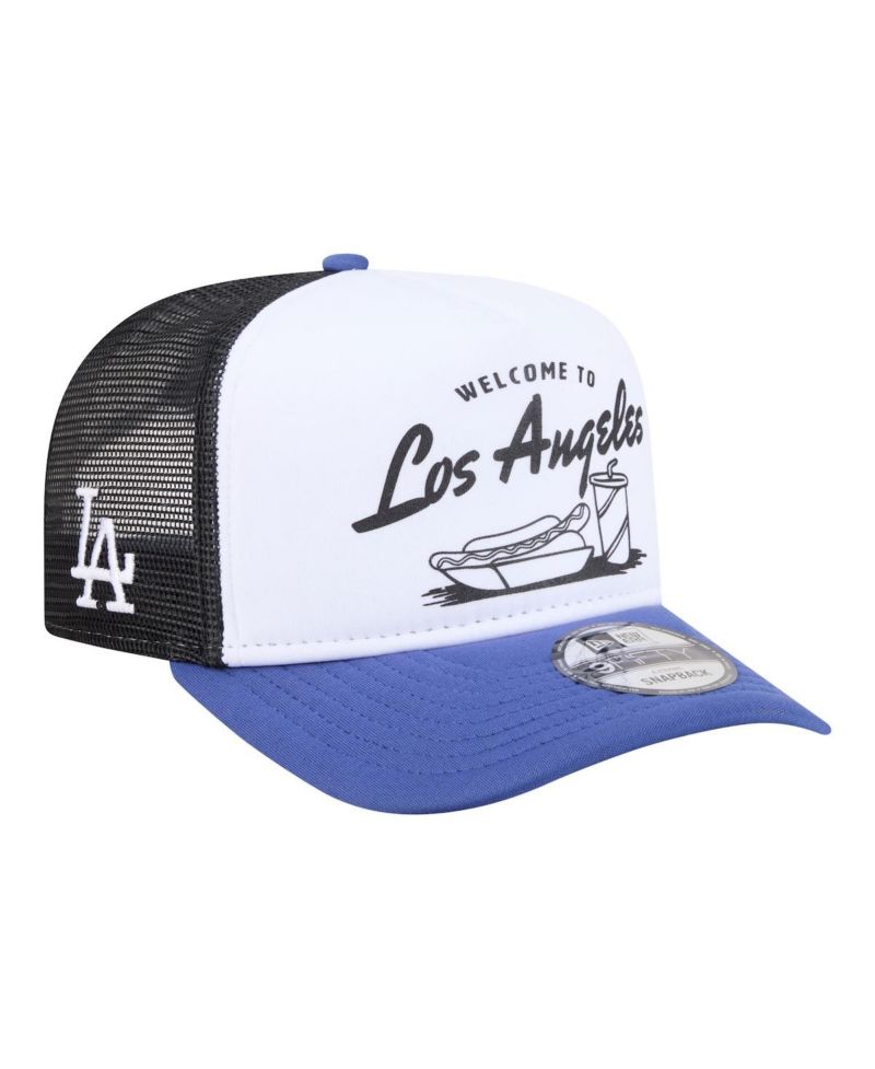 Men's White/Royal Los Angeles Dodgers Foodie A-Frame 9FIFTY Trucker Snapback Hat